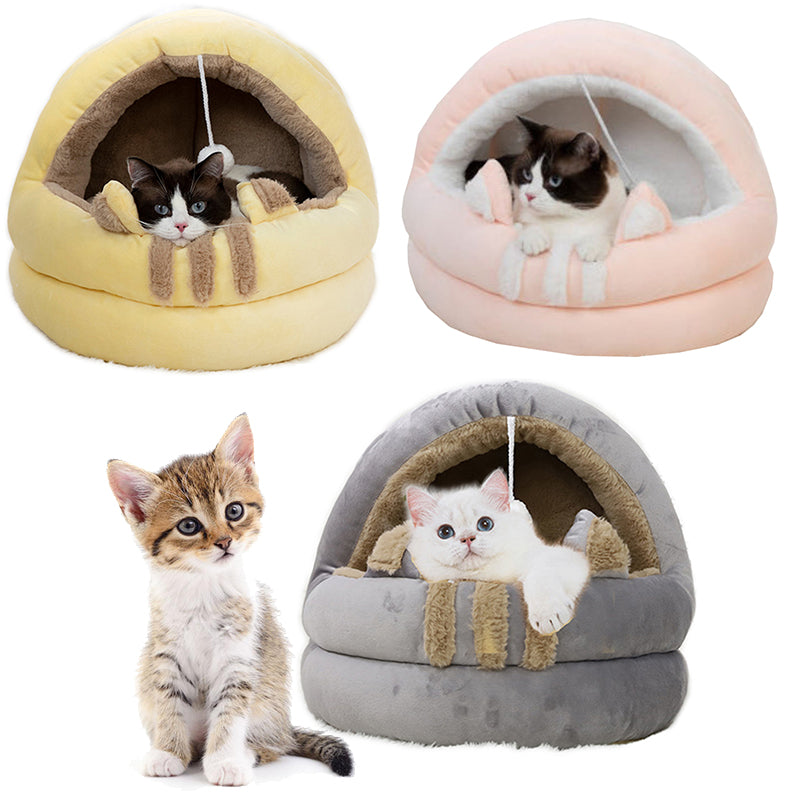 Pet Cat Dog House Thicken Sleep Bed Nest Puppy Warm Cushion Semi-closed Kennel
