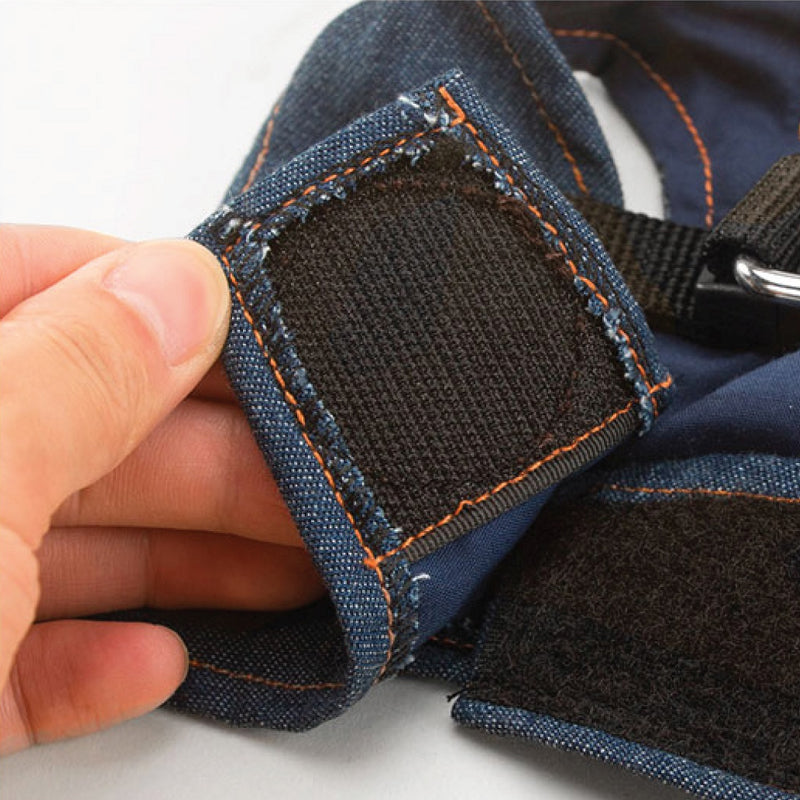 Pet Cat Dog Leash Vest Mesh Breathable Soft Denim Clothing Adjustable Harness