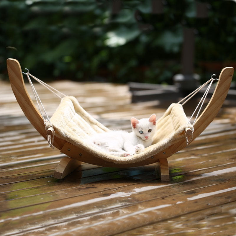 Hanging Wooden Cat Hammock Premium Pet Lounger for Cats