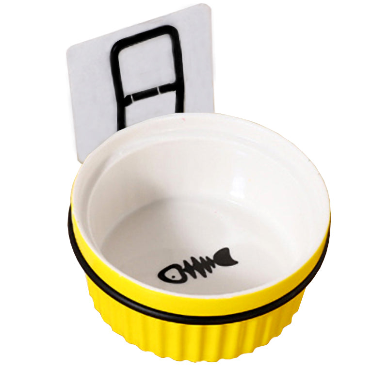 Adjustable Pet Ceramic Round Bowl Wall Hanging Detachable Removable Feeder