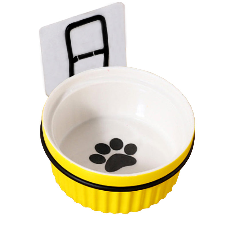 Adjustable Pet Ceramic Round Bowl Wall Hanging Detachable Removable Feeder