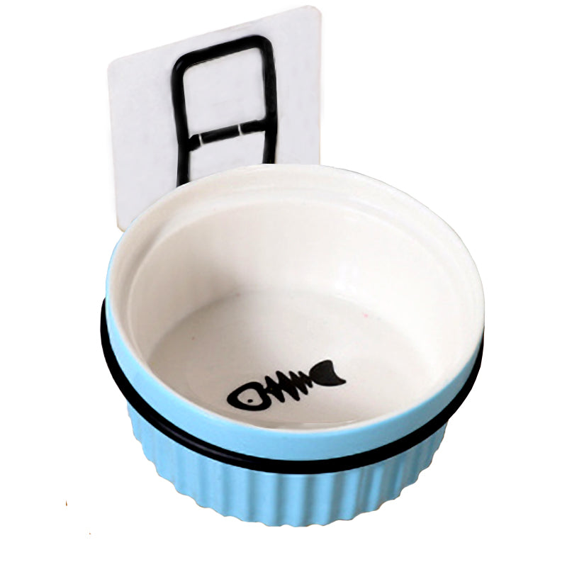 Adjustable Pet Ceramic Round Bowl Wall Hanging Detachable Removable Feeder