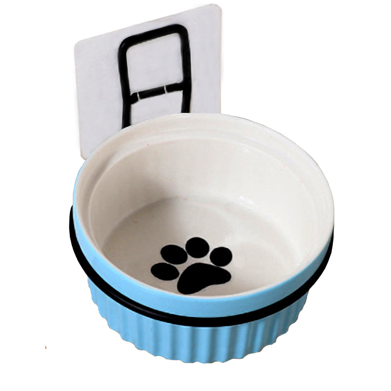 Adjustable Pet Ceramic Round Bowl Wall Hanging Detachable Removable Feeder