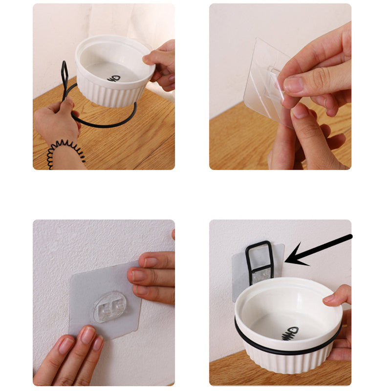 Adjustable Pet Ceramic Round Bowl Wall Hanging Detachable Removable Feeder