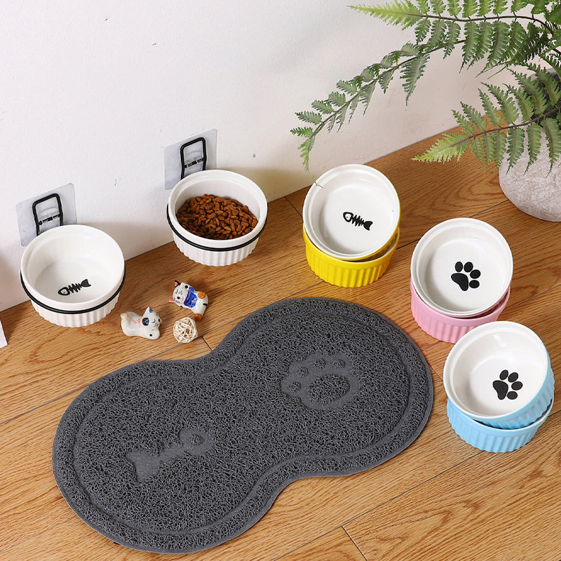 Adjustable Pet Ceramic Round Bowl Wall Hanging Detachable Removable Feeder
