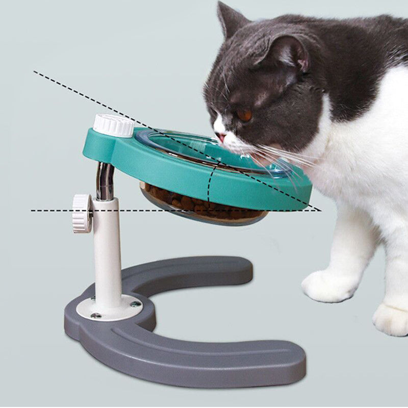 Glass Adjustable Elevated Raised Cat Dog Bowl Pet Food Water Feeder Dish Stand