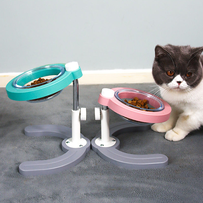 Glass Adjustable Elevated Raised Cat Dog Bowl Pet Food Water Feeder Dish Stand