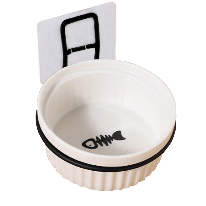 Adjustable Pet Ceramic Round Bowl Wall Hanging Detachable Removable Feeder