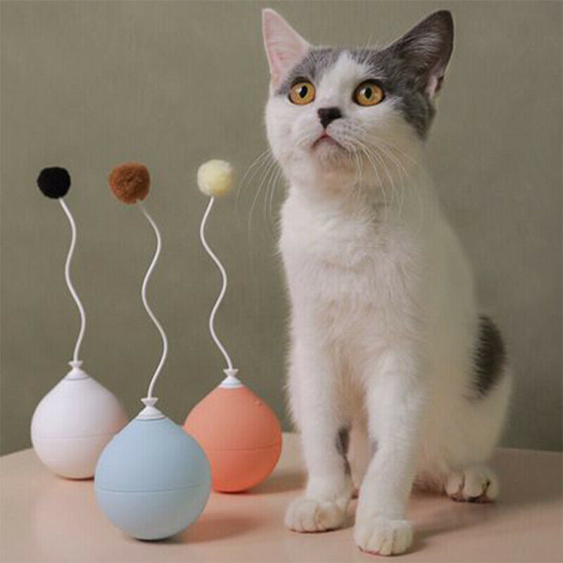 Electric Pet Cat Tumbler Funny Cat Toy Stick Balloon Teaser Irregular Rotation