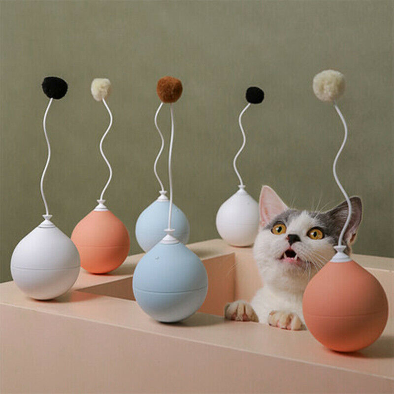 Electric Pet Cat Tumbler Funny Cat Toy Stick Balloon Teaser Irregular Rotation