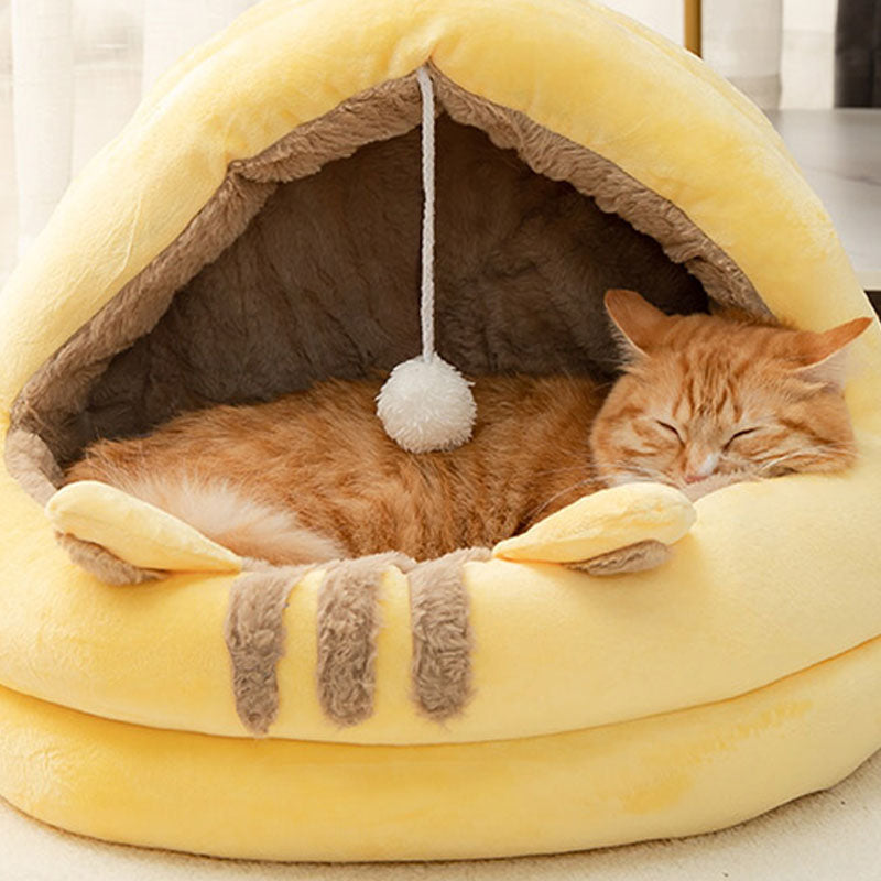 Pet Cat Dog House Thicken Sleep Bed Nest Puppy Warm Cushion Semi-closed Kennel