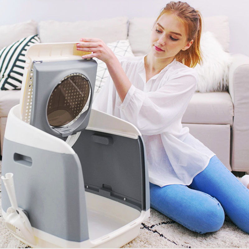Cat Litter Box Fully Enclosed Toilet Deodorant Large Sand Basin TOMCAT