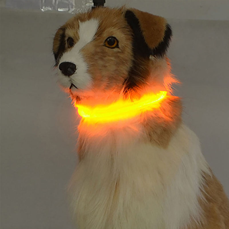 Pet Cat Dog LED USB Charge Glowing Necklace Round Tube Charging Collar