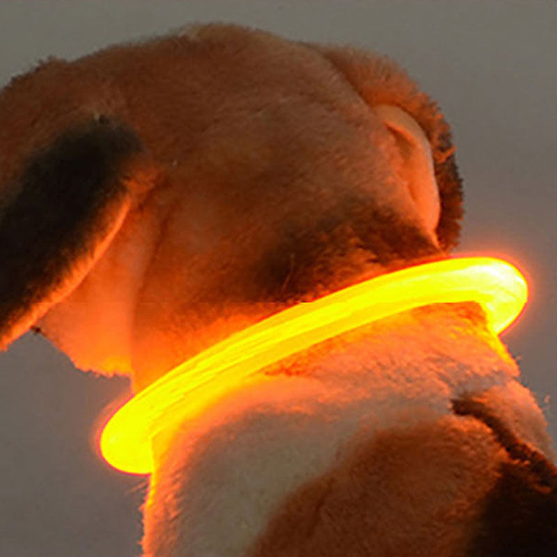 Pet Cat Dog LED USB Charge Glowing Necklace Round Tube Charging Collar