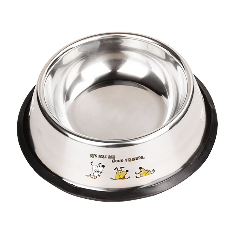 Pet Cat Dog Stainless Steel Food Water Bowl Feeder Anti-slide Pad