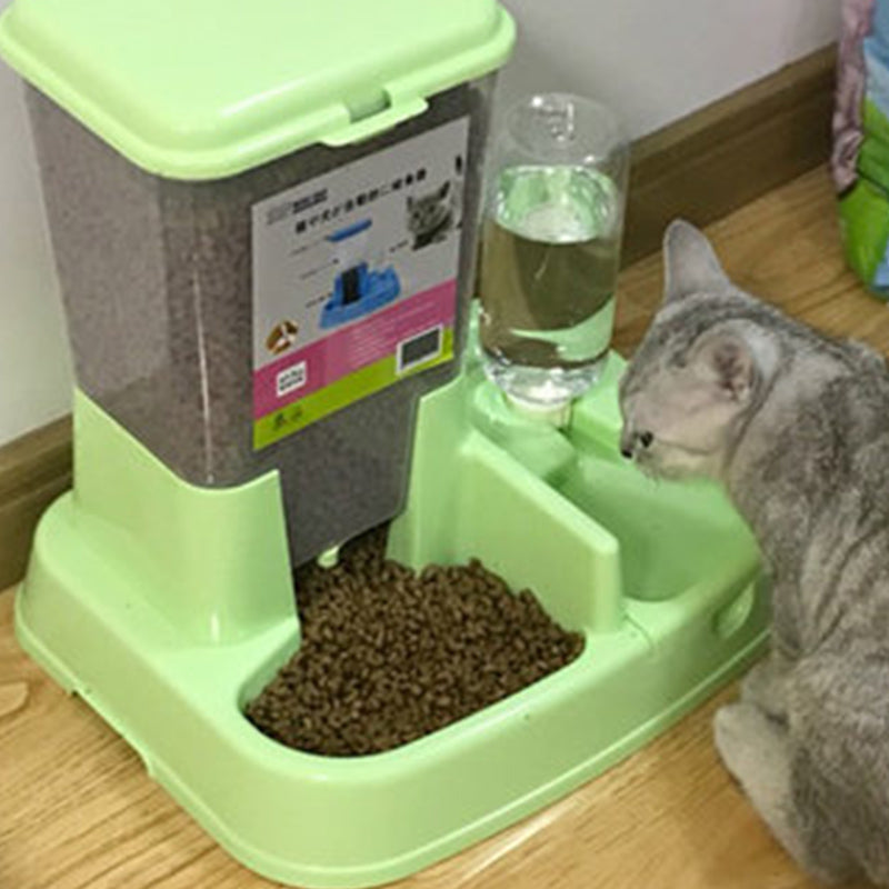 Pet Cat Dog Double Bowl Automatic Replenish Water Drinking Food Feeder