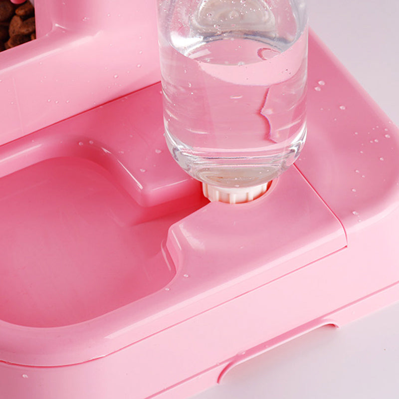 Pet Cat Dog Double Bowl Automatic Replenish Water Drinking Food Feeder
