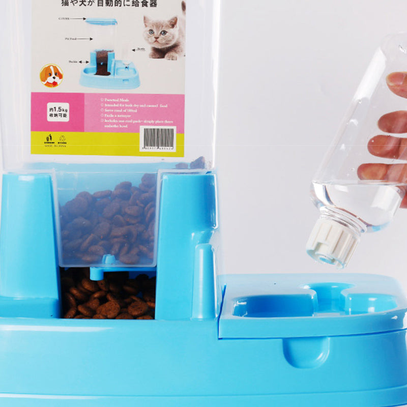 Pet Cat Dog Double Bowl Automatic Replenish Water Drinking Food Feeder