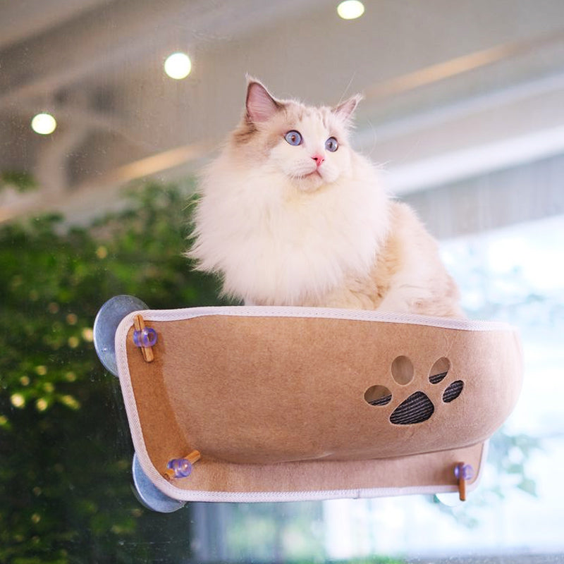 Boat Half Moon-Shaped Balcony Cat Bed Suction Cup Closed Villa Felt Nest