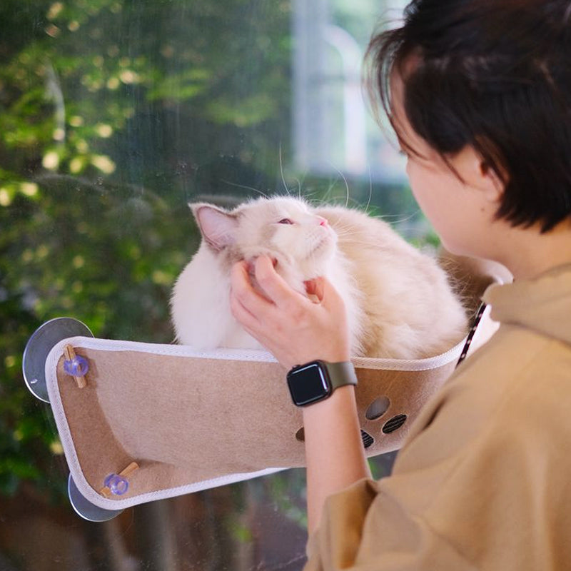 Boat Half Moon-Shaped Balcony Cat Bed Suction Cup Closed Villa Felt Nest