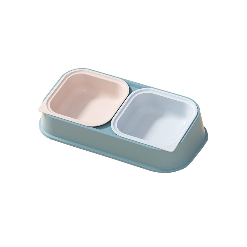 Detachable Resin Stainless Steel Pet Cat Dog Food Water Double Bowl