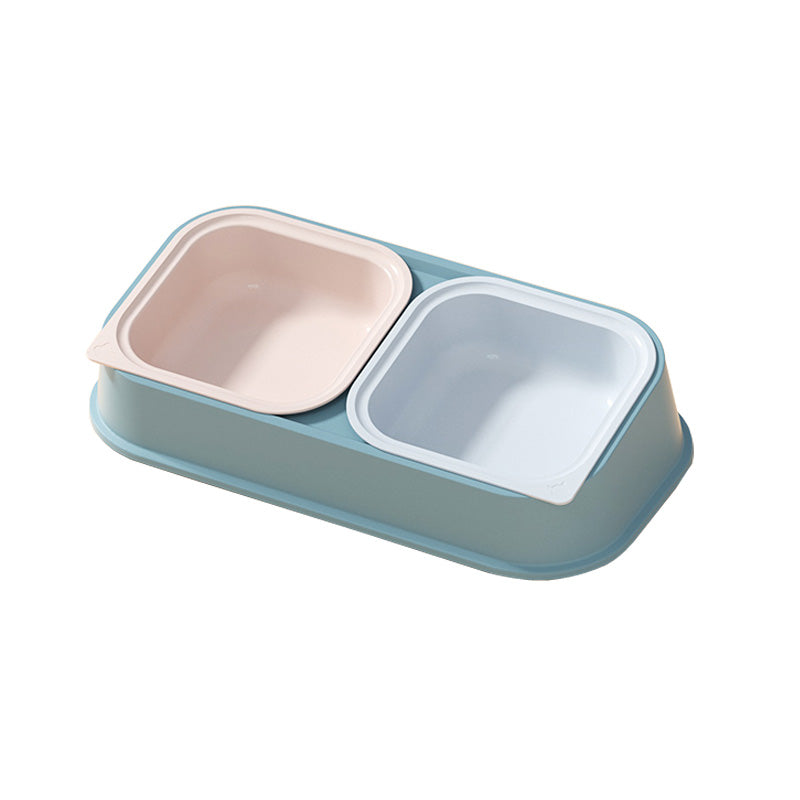 Detachable Resin Stainless Steel Pet Cat Dog Food Water Double Bowl