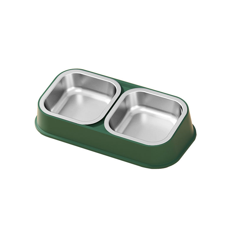 Detachable Resin Stainless Steel Pet Cat Dog Food Water Double Bowl