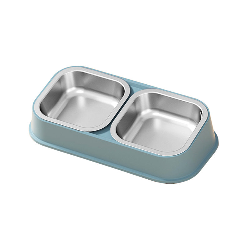 Detachable Resin Stainless Steel Pet Cat Dog Food Water Double Bowl