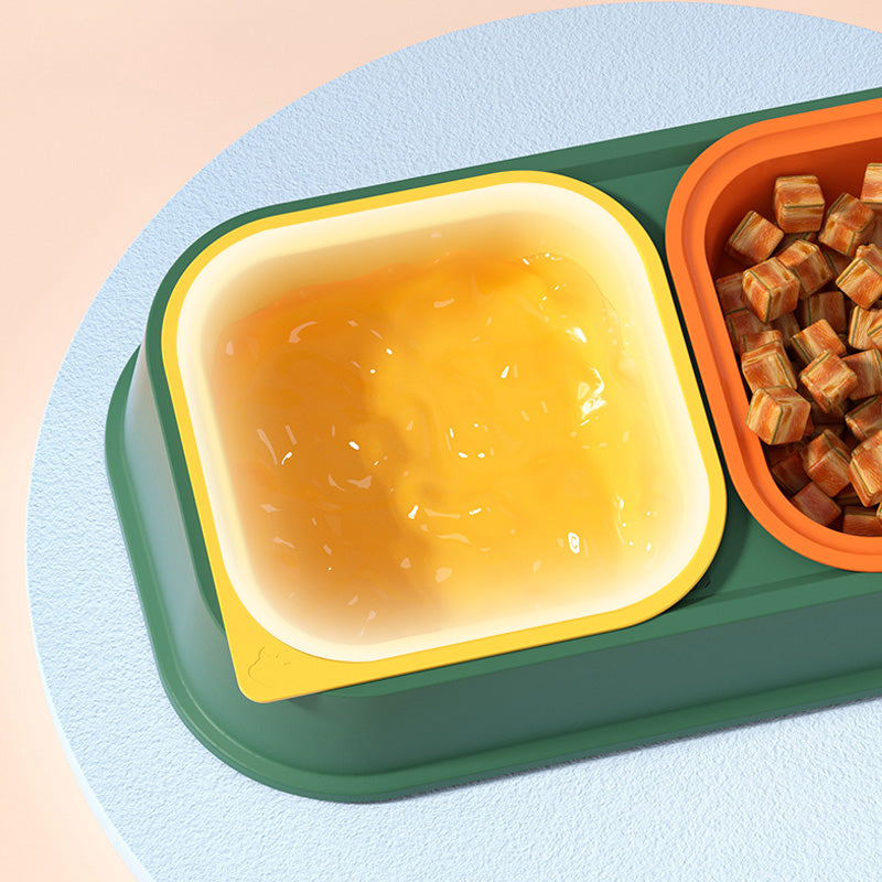 Detachable Resin Stainless Steel Pet Cat Dog Food Water Double Bowl