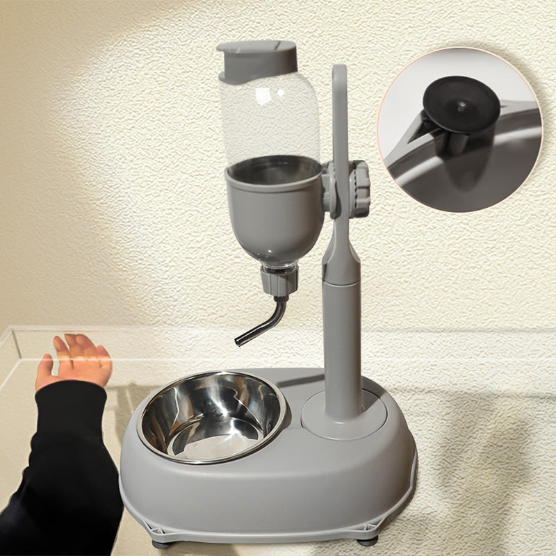 Pet Cat Dog Hanging Water Dispenser Food Stainless Steel Bowl Pole Drinker