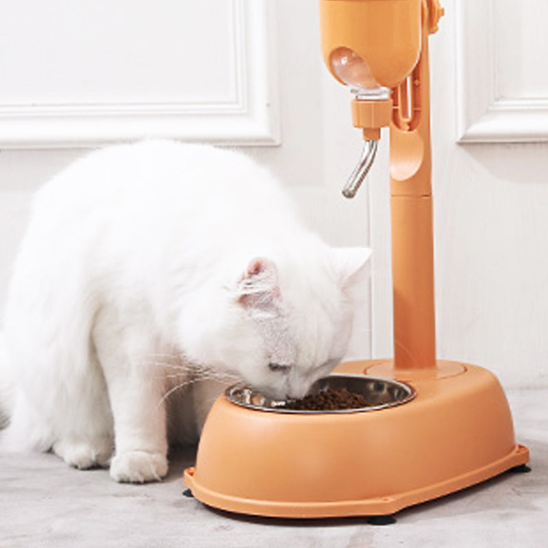 Pet Cat Dog Hanging Water Dispenser Food Stainless Steel Bowl Pole Drinker