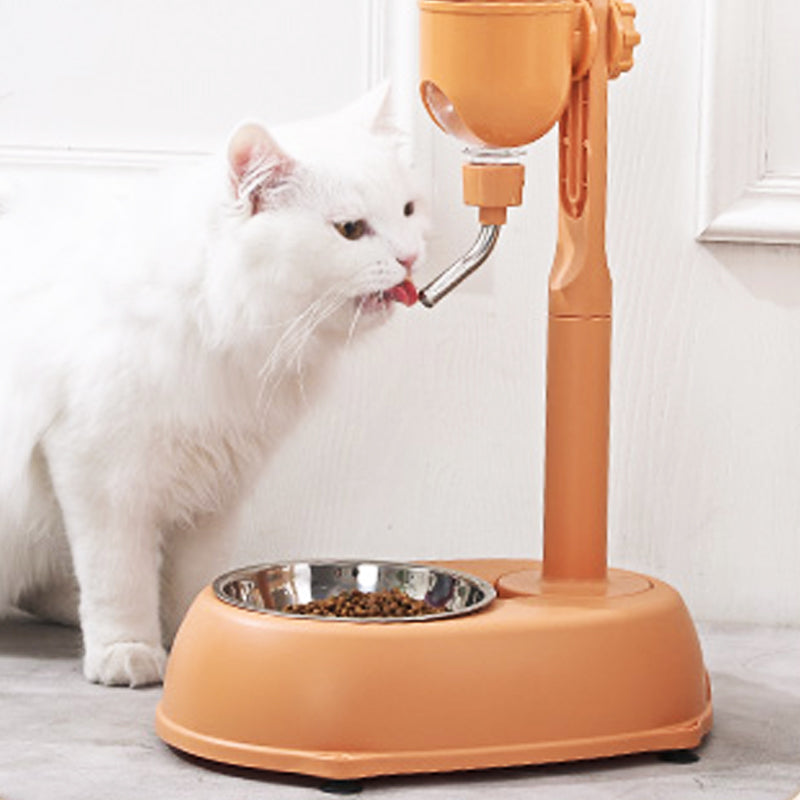 Pet Cat Dog Hanging Water Dispenser Food Stainless Steel Bowl Pole Drinker