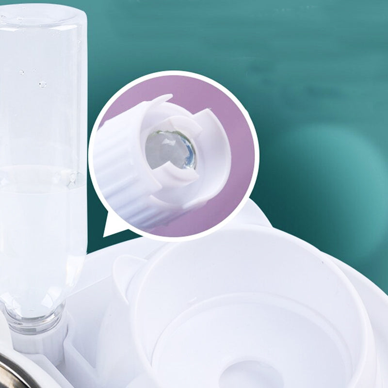 2-in-1 Pet Cat Dog Automatic Water Refill Bottle Ceramic Stainless Food Bowl