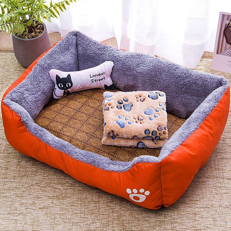 Pet Cat Dog Winter Warm Kennel Floor Mat Bed Plush Oxford Cloth