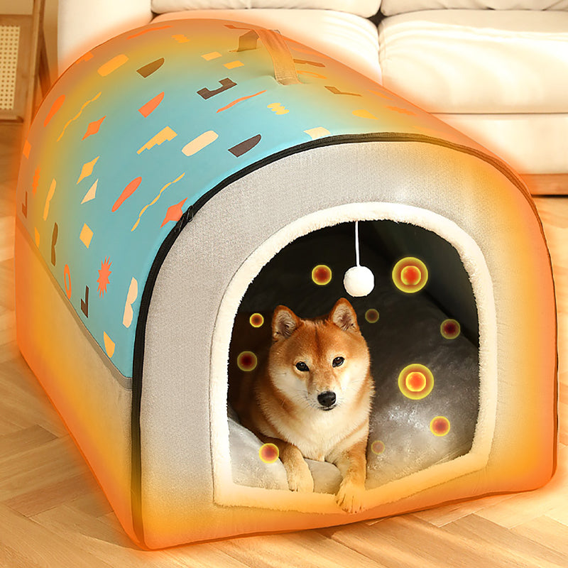 Pet Cat Dog Comfortable Semi-enclosed Pet Foldable Bed Indoor Cave Nest