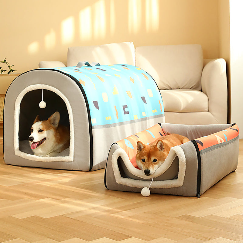 Pet Cat Dog Comfortable Semi-enclosed Pet Foldable Bed Indoor Cave Nest
