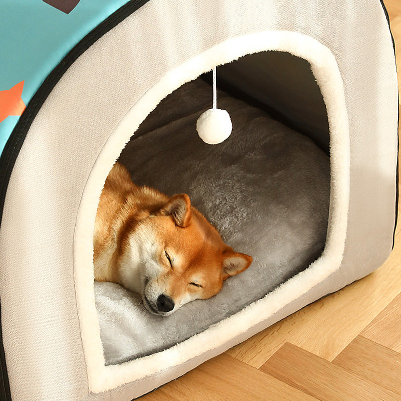 Pet Cat Dog Comfortable Semi-enclosed Pet Foldable Bed Indoor Cave Nest