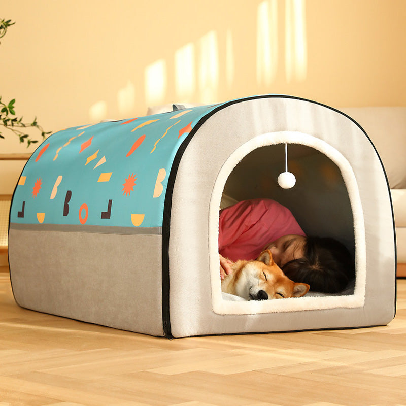 Pet Cat Dog Comfortable Semi-enclosed Pet Foldable Bed Indoor Cave Nest