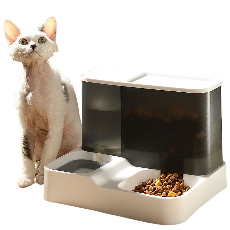 Pet Cat Dog Bowl Food Basin Water Dispenser Bottle Multi-function Feeding