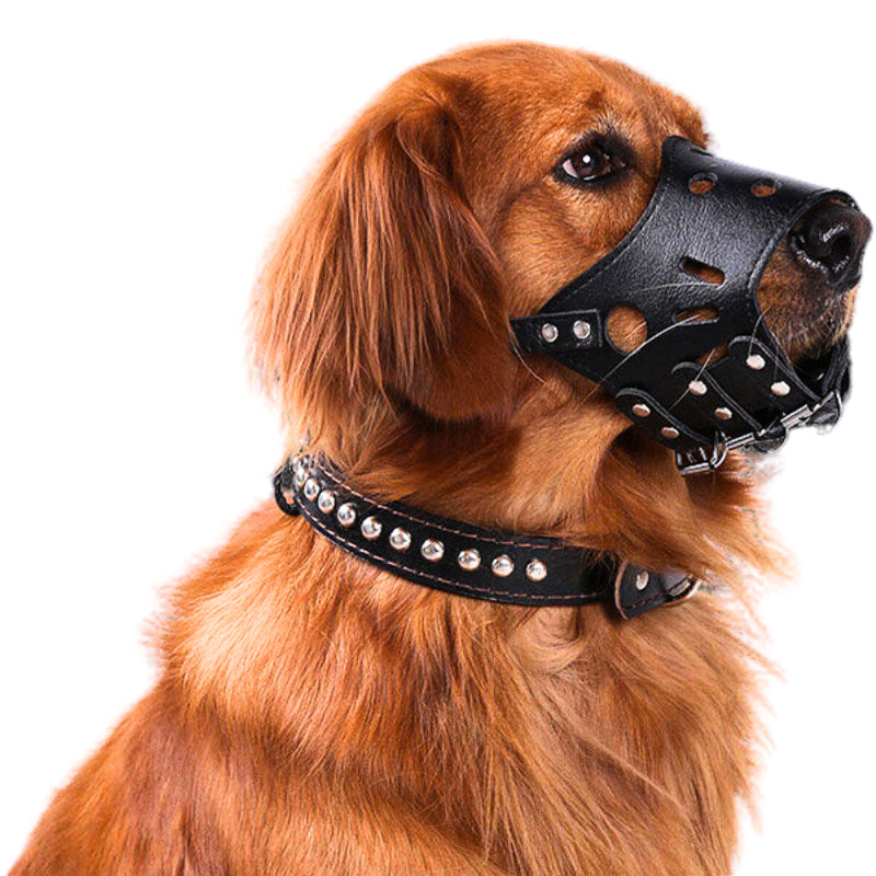 Pet Cat Dog Adjustable Leather Muzzle Mask Anti-Bite Mouth Cover Jaw Sleeve