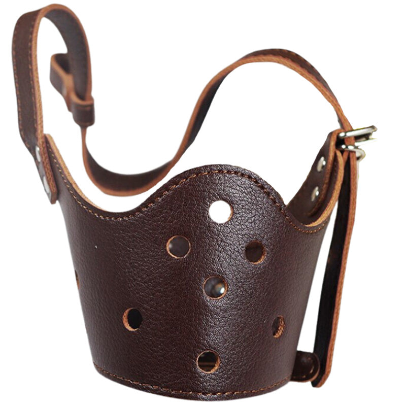 Pet Cat Dog Adjustable Leather Muzzle Mask Anti-Bite Mouth Cover Jaw Sleeve