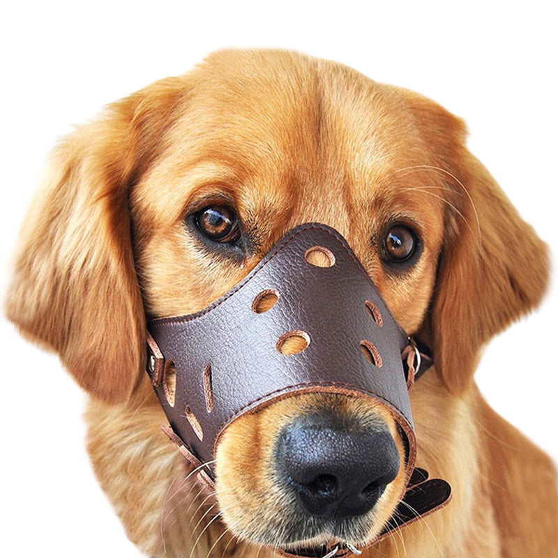 Pet Cat Dog Adjustable Leather Muzzle Mask Anti-Bite Mouth Cover Jaw Sleeve