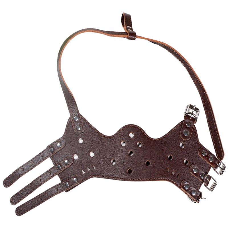 Pet Cat Dog Adjustable Leather Muzzle Mask Anti-Bite Mouth Cover Jaw Sleeve