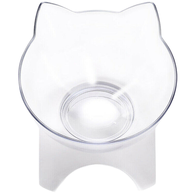 Pet Cat Bowl Feeding Oblique Mouth Cervical Vertebra Transparent Feeder Non slip