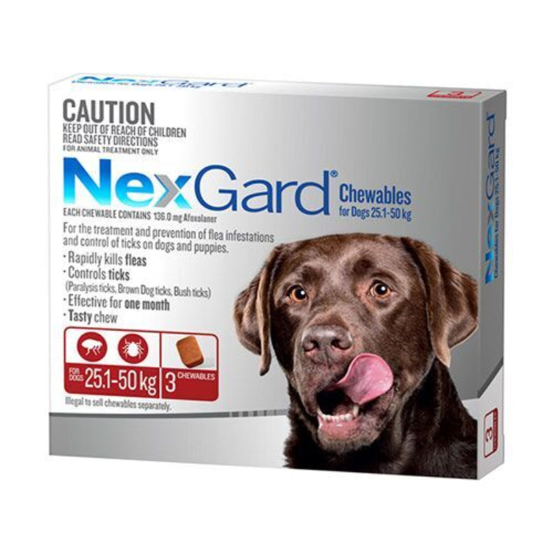 NEXGARD EXTRA LARGE DOGS 25.1 - 50KG 3S/6S RED