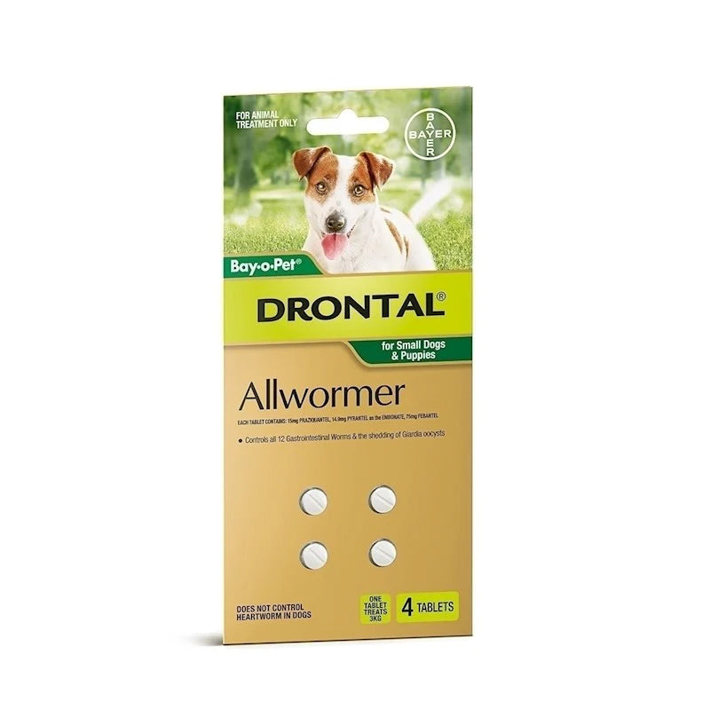 Drontal Wormers - Dogs Wormers Tabs For Dogs (Green) 3kg 4 Tablets