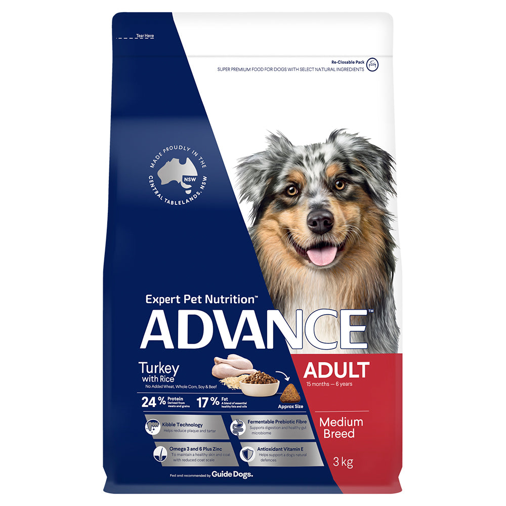 ADVANCE DOG ADULT DRY MED/ALL BREED TURKEY LAMB CHICKEN RICE 3KG/8KG/15KG/20KG