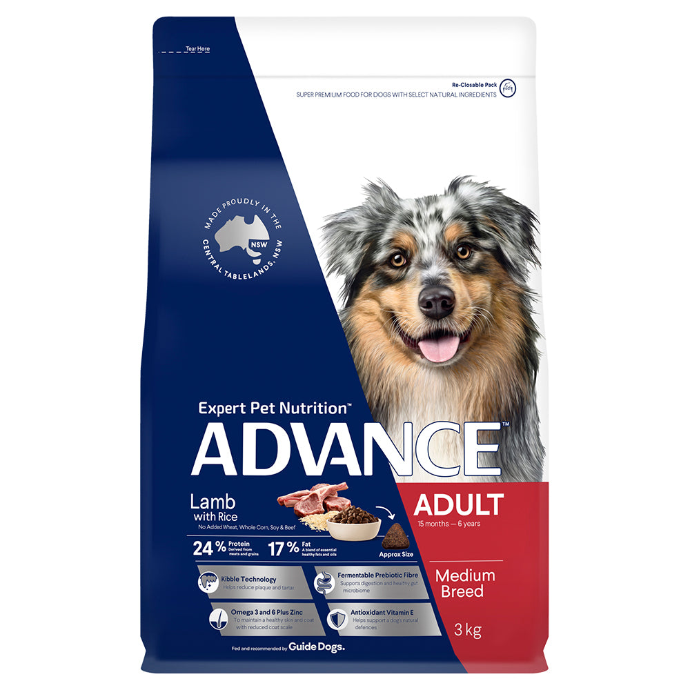 ADVANCE DOG ADULT DRY MED/ALL BREED TURKEY LAMB CHICKEN RICE 3KG/8KG/15KG/20KG