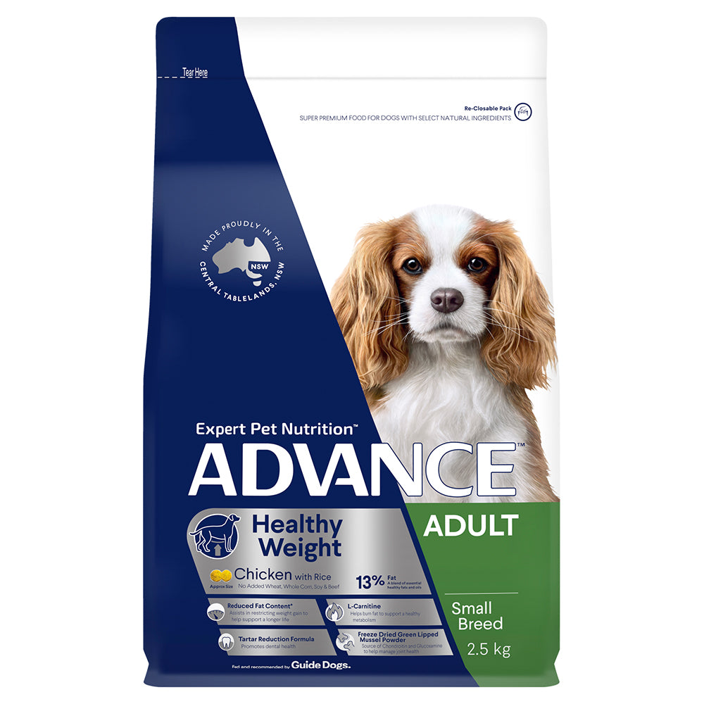 ADVANCE DOG DRY HEALTHY WEIGHT SMALL MEDIUM LARGE BREED CHICKEN RICE 2.5/13KG