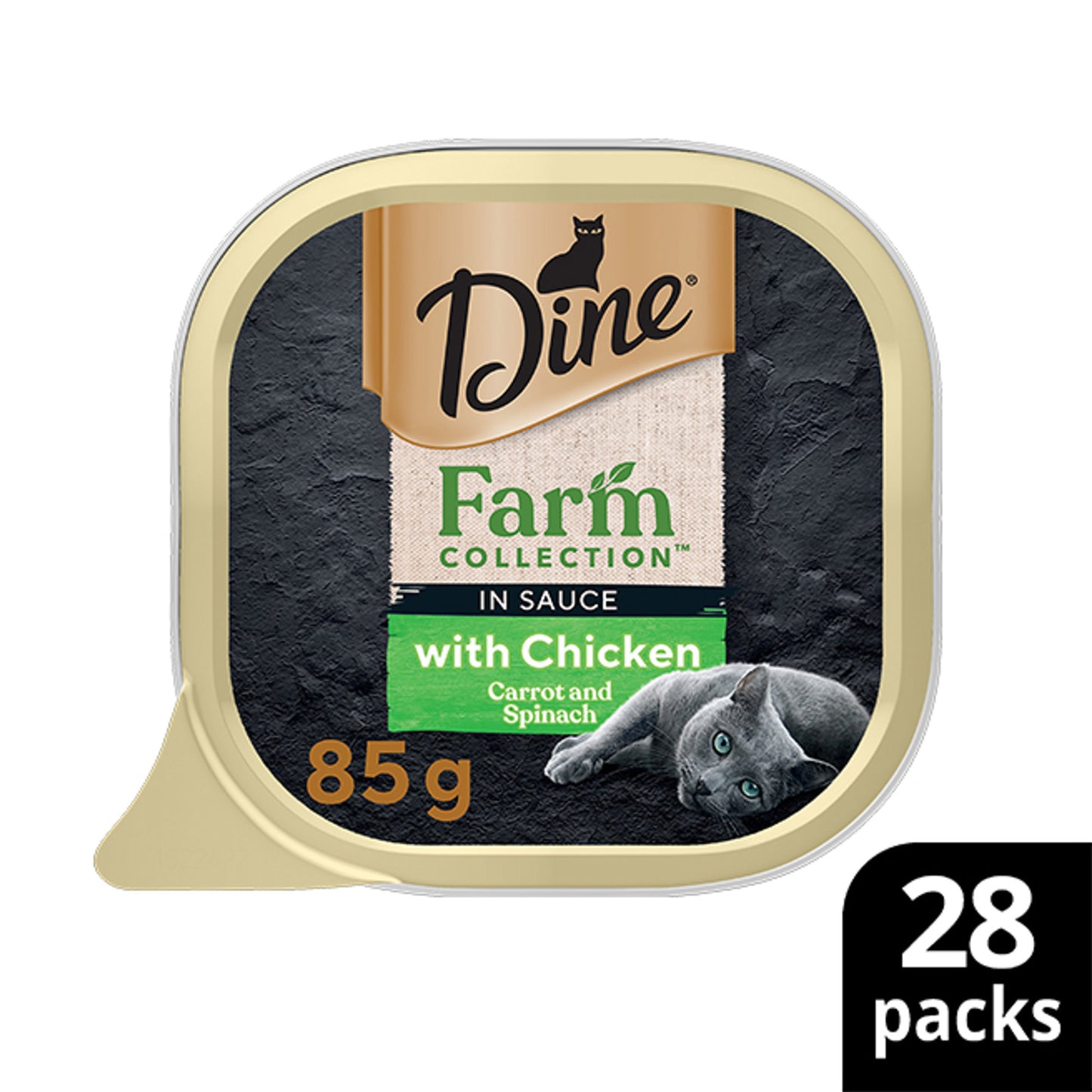 DINE CAT WET FOOD FARM COLLECTION CHICKEN CARROT SPINACH 85G 7PCS / 28PCS